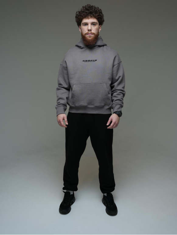 OVERSIZE чоловічий худі, теплий графіт